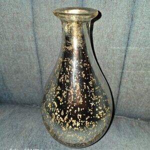 Teardrop-Shaped Silver Mercury Glass Vase